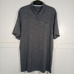 Nike Golf Tour Performance Jacquard Camo Polo Shirt Mens 2XL Gray Dri-FIT 685717